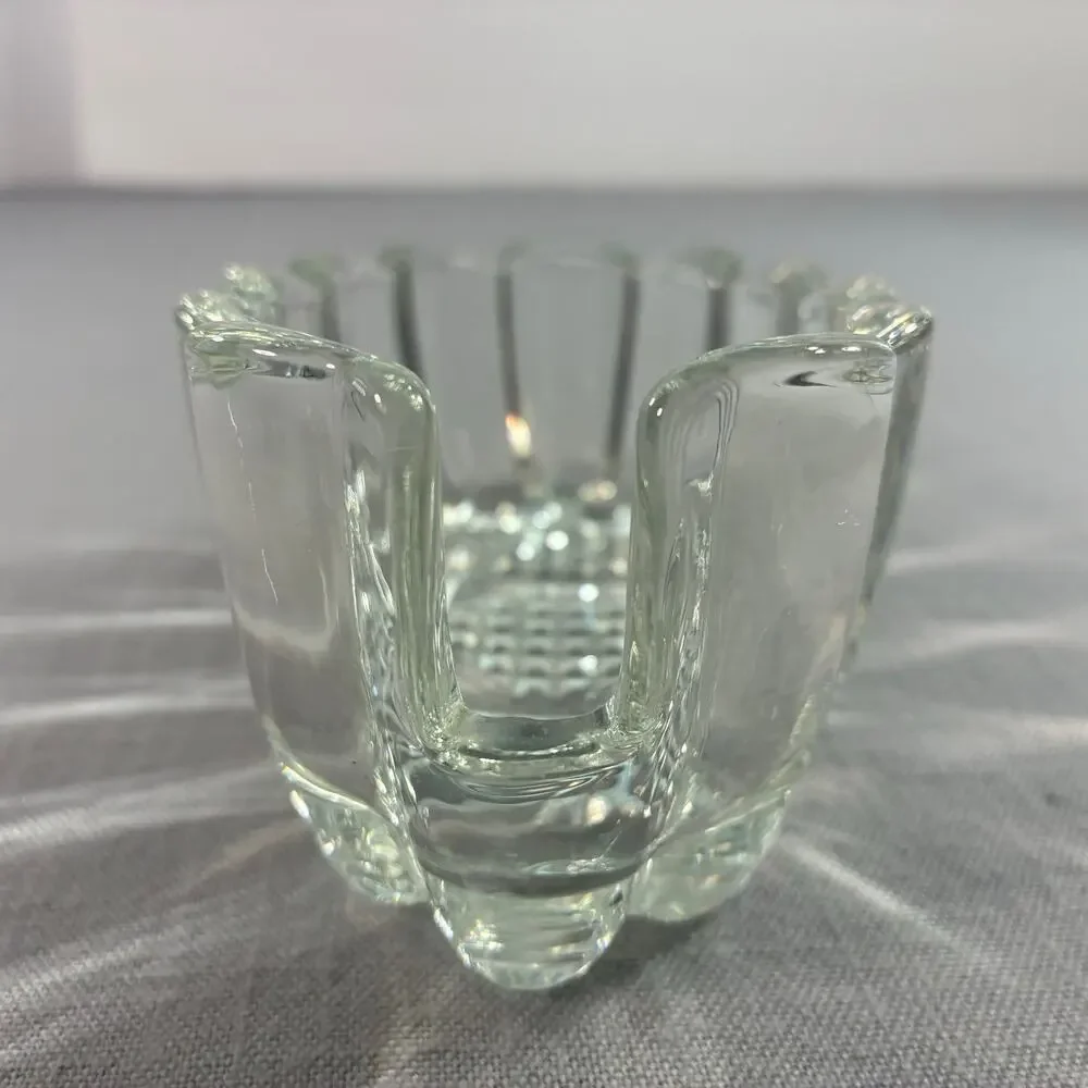 Vintage Clear Pressed Glass Oval Toothpick Holder Trinket Dish Vanity Decor